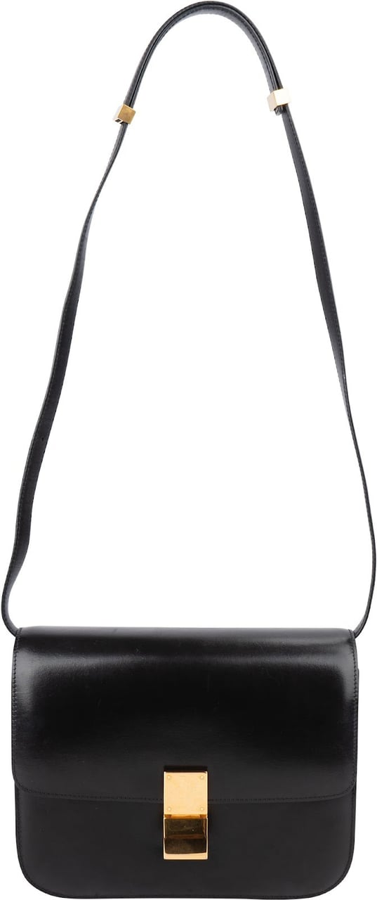 Celine Céline Calfskin Classic Box Medium Crossbody Bag Zwart