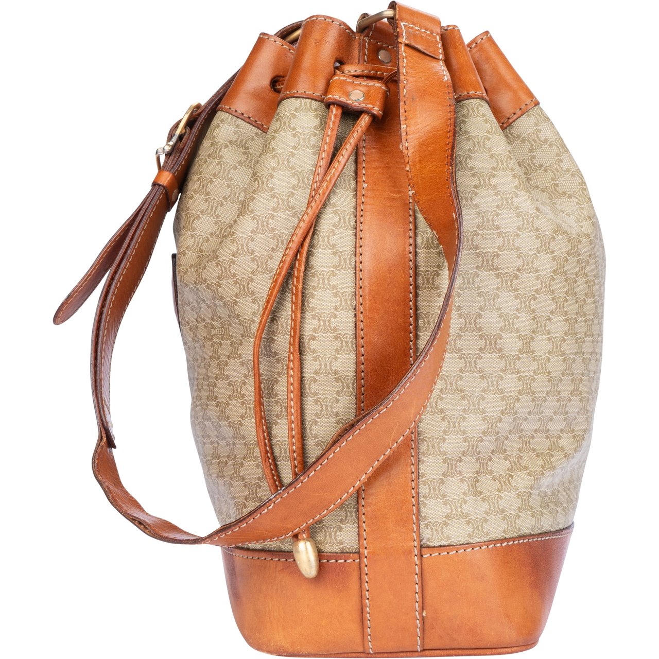 Celine Celine Maccadam Monogram Bucket Crossbody Bag Bruin