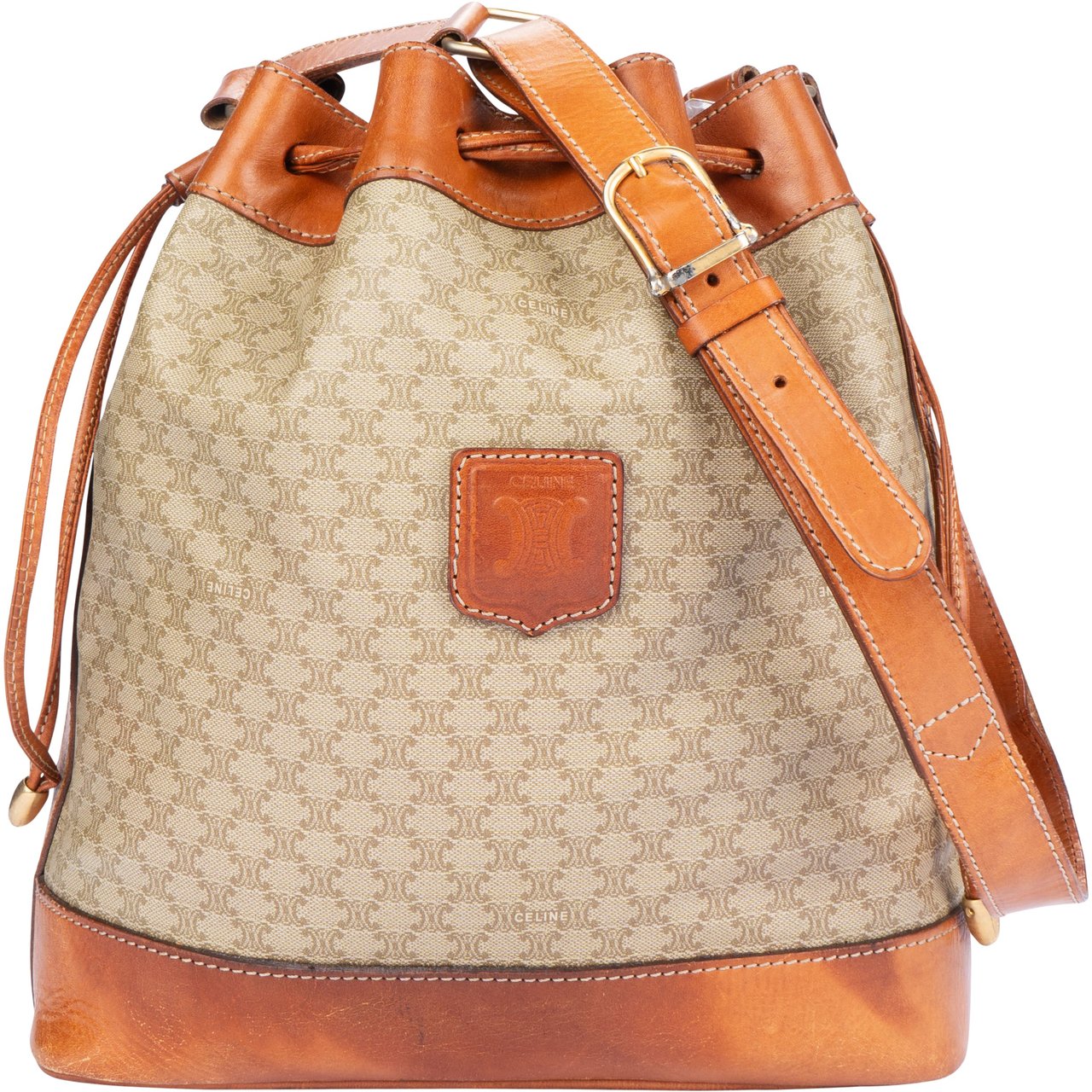 Celine Celine Maccadam Monogram Bucket Crossbody Bag Bruin