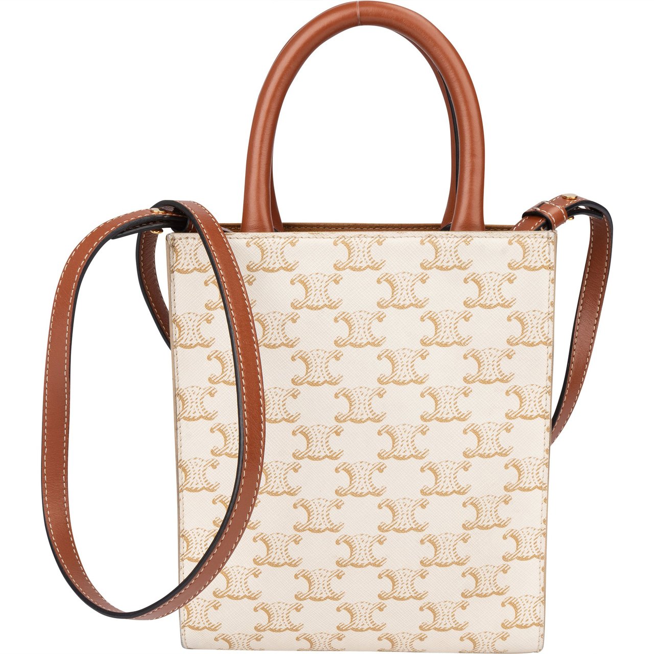 Celine Celine Maccadam Monogram Cabas Mini Handbag Wit