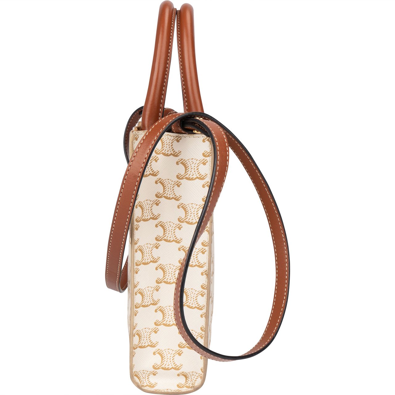 Celine Celine Maccadam Monogram Cabas Mini Handbag Wit
