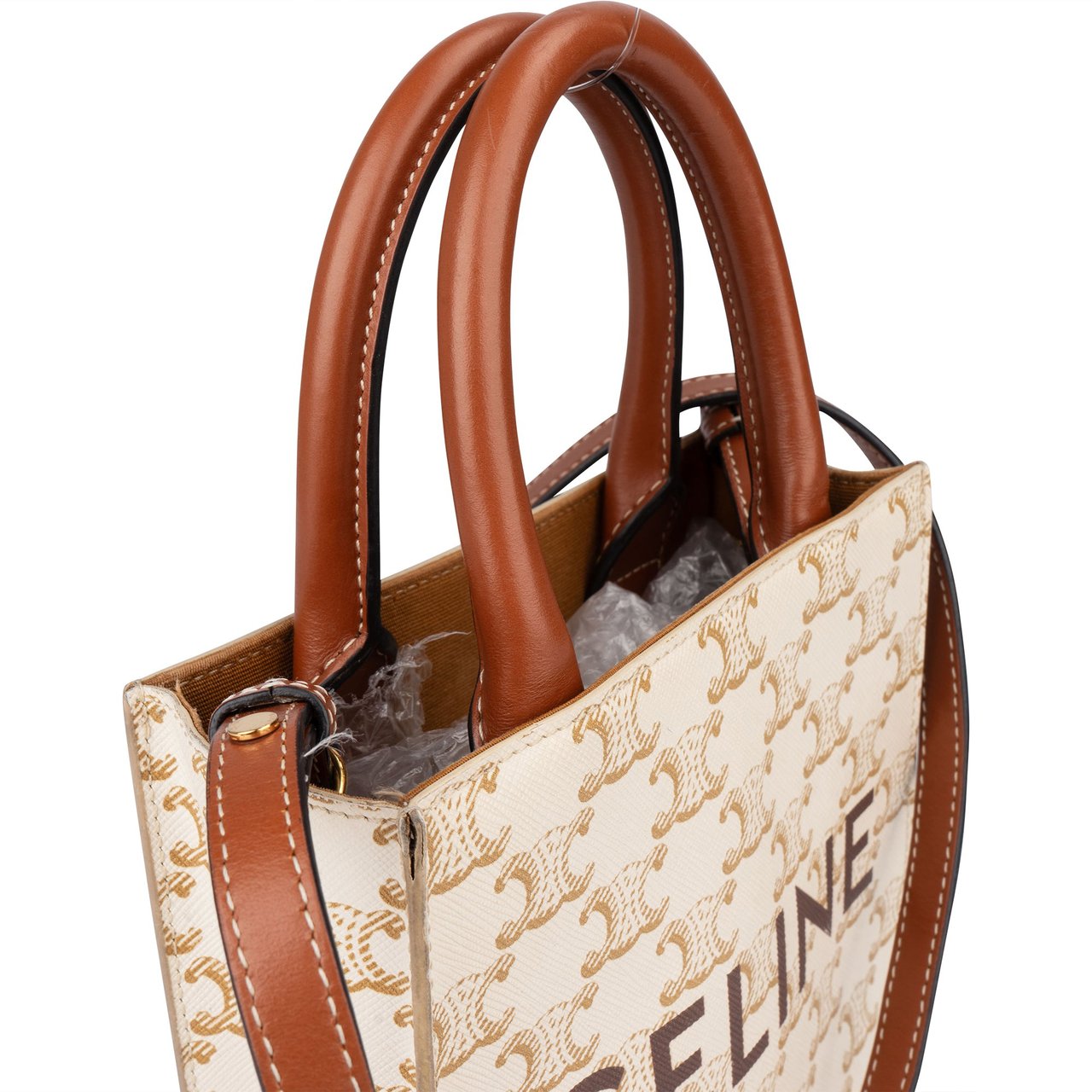 Celine Celine Maccadam Monogram Cabas Mini Handbag Wit