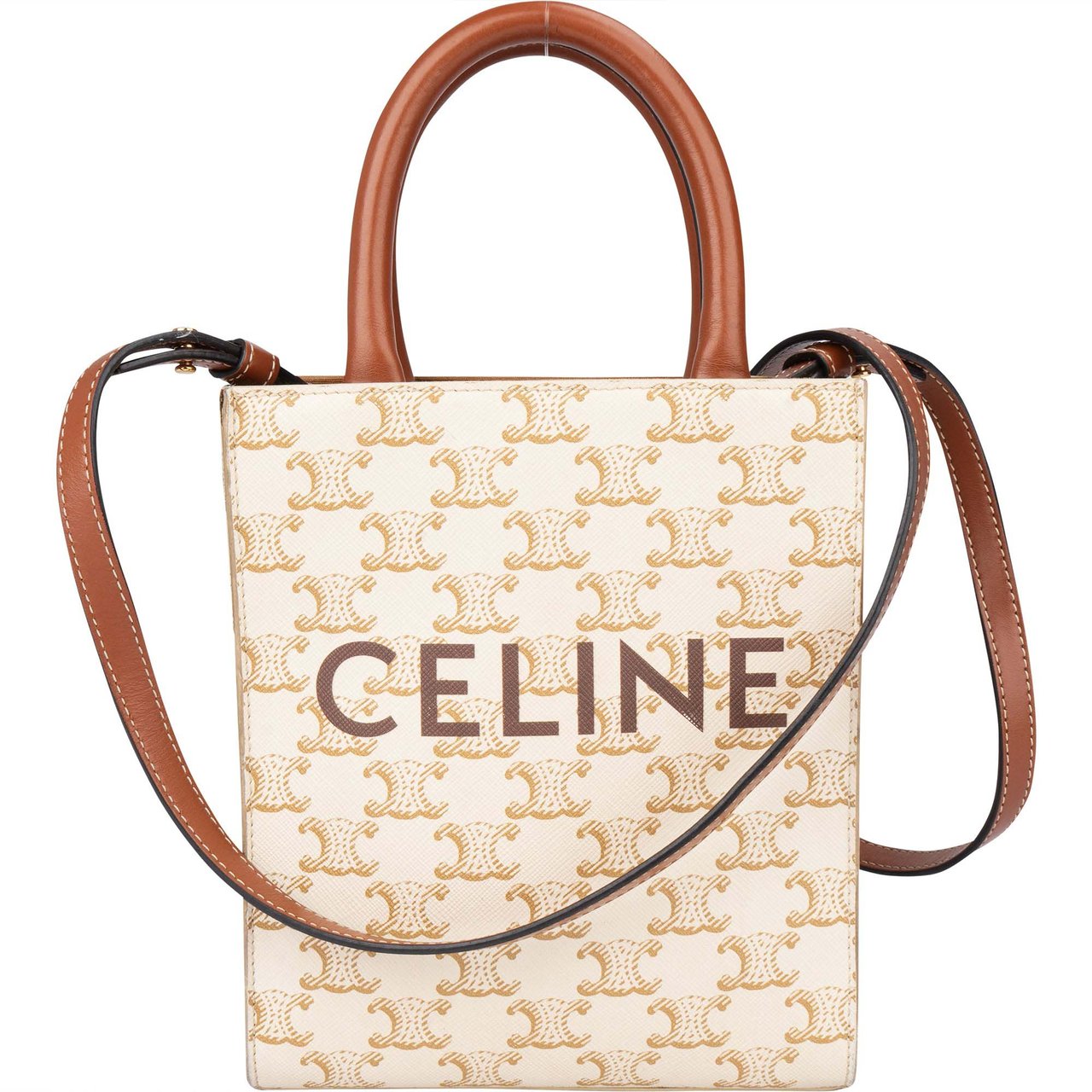 Celine Celine Maccadam Monogram Cabas Mini Handbag Wit