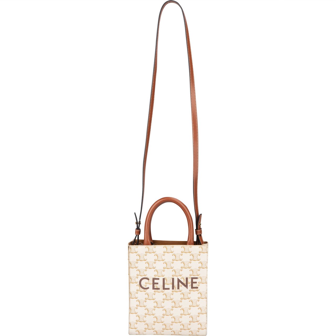 Celine Celine Maccadam Monogram Cabas Mini Handbag Wit