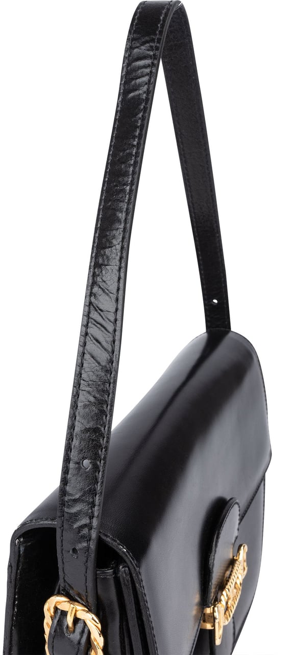 Celine Celine Black Boxcalf Triomphe Shoulder Bag Zwart