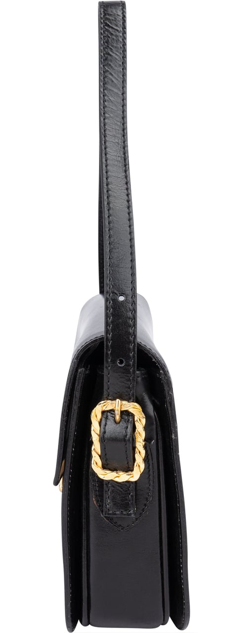 Celine Celine Black Boxcalf Triomphe Shoulder Bag Zwart