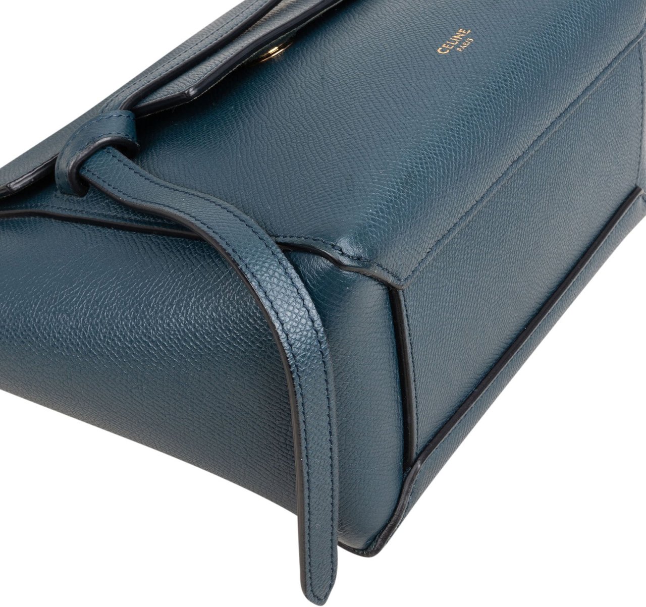 Celine Petrol Leather Grained Calfskin Belt Handbag Blauw