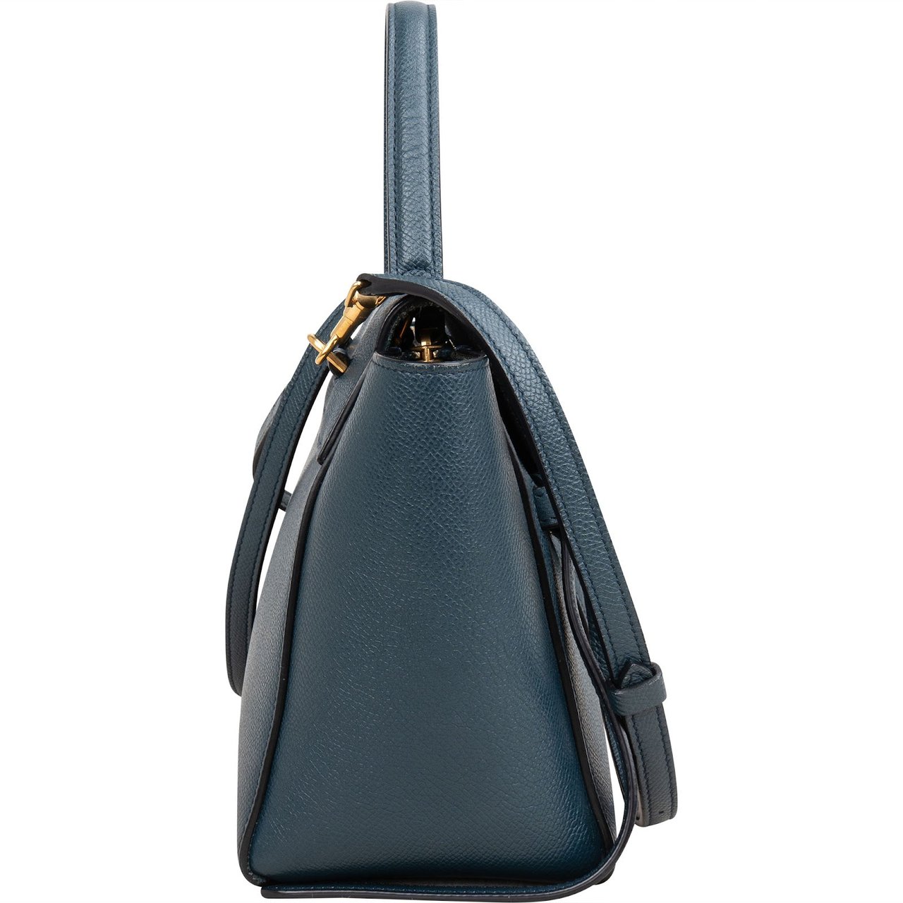 Celine Petrol Leather Grained Calfskin Belt Handbag Blauw