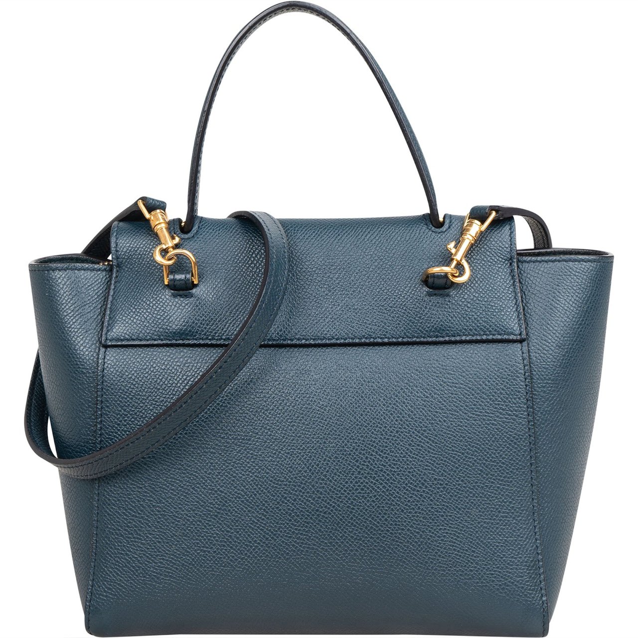 Celine Petrol Leather Grained Calfskin Belt Handbag Blauw
