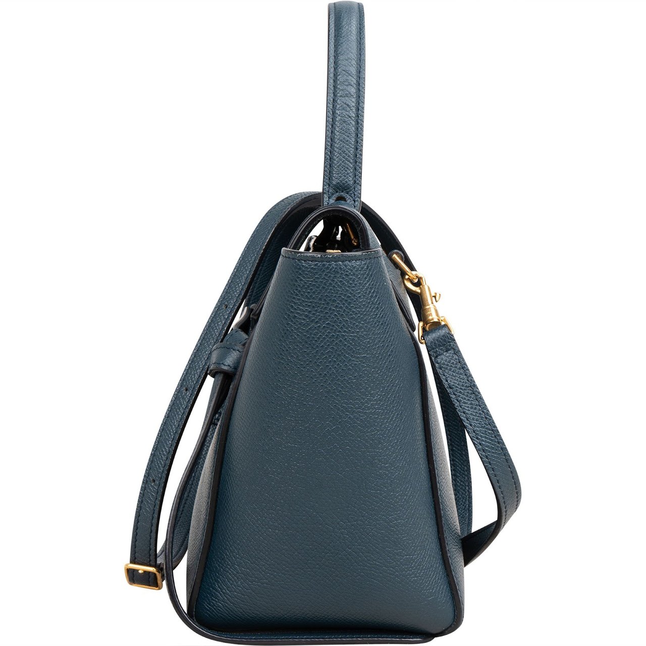 Celine Petrol Leather Grained Calfskin Belt Handbag Blauw