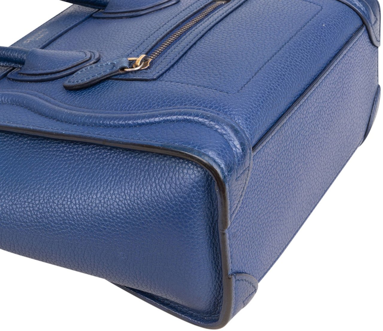 Celine Céline Blue Grained Leather Luggage Nano Crossbody Handbag Blauw