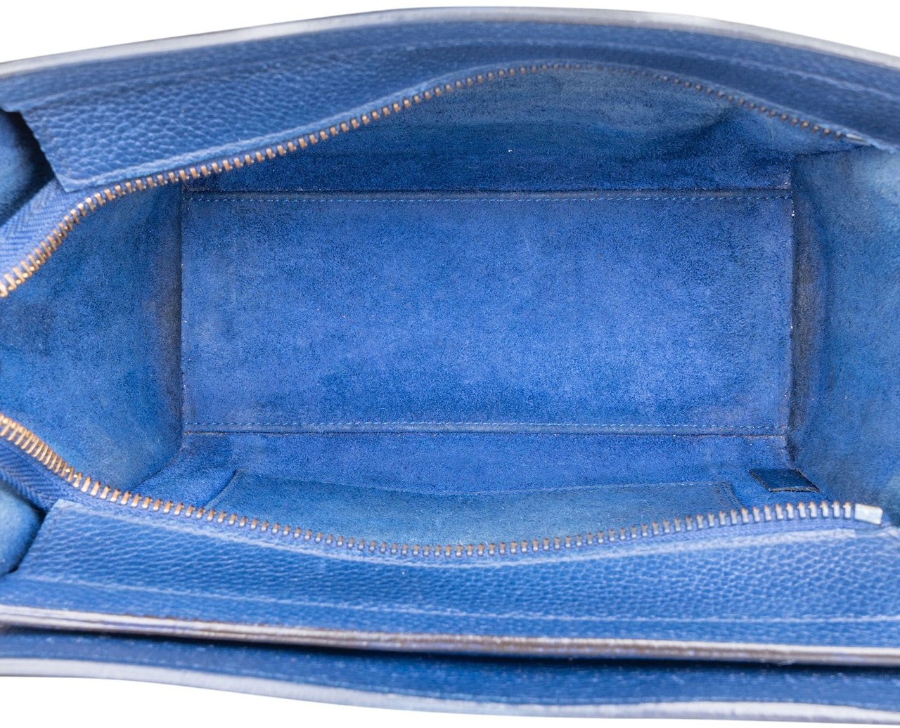 Celine Céline Blue Grained Leather Luggage Nano Crossbody Handbag Blauw