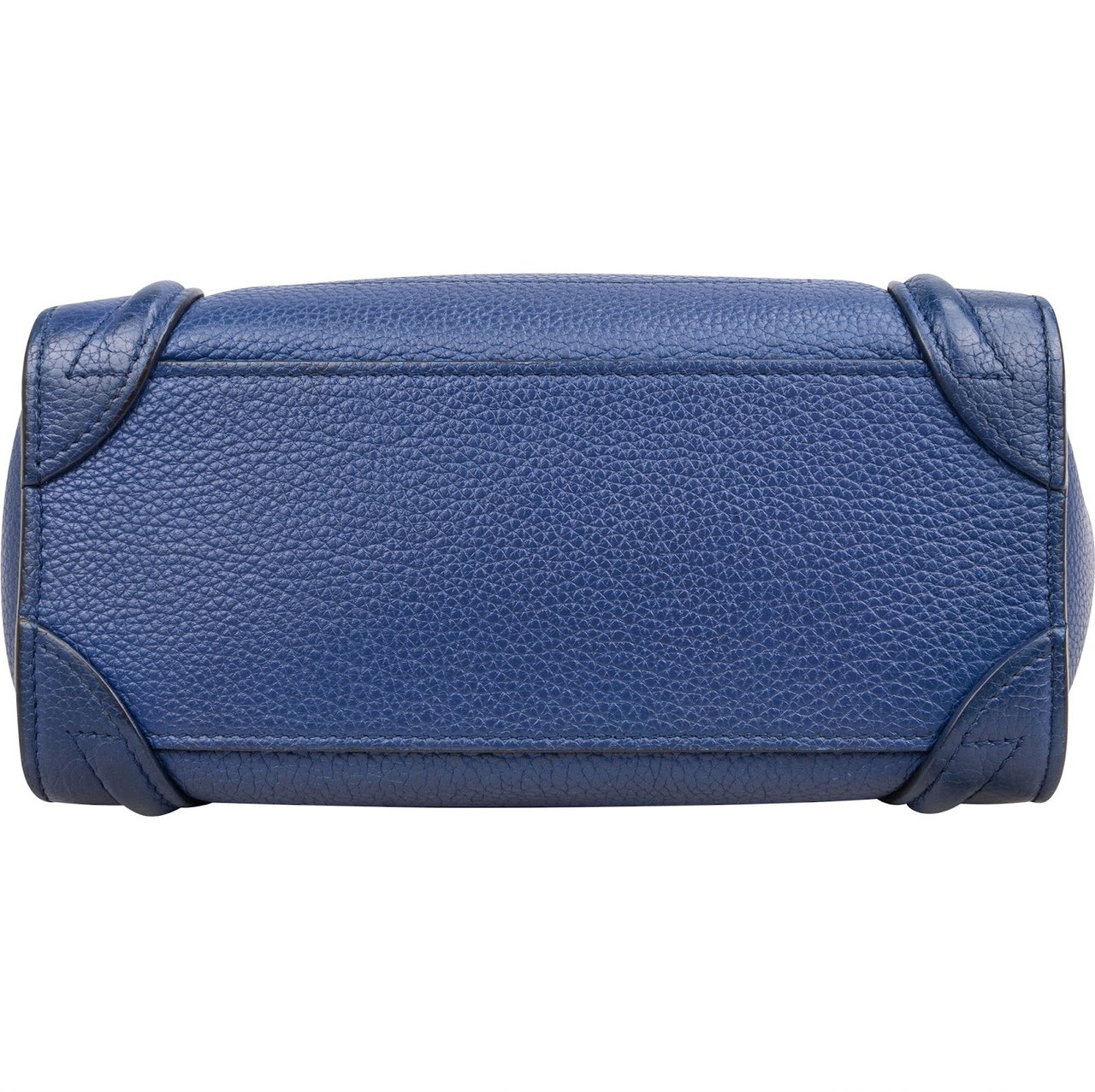 Celine Céline Blue Grained Leather Luggage Nano Crossbody Handbag Blauw
