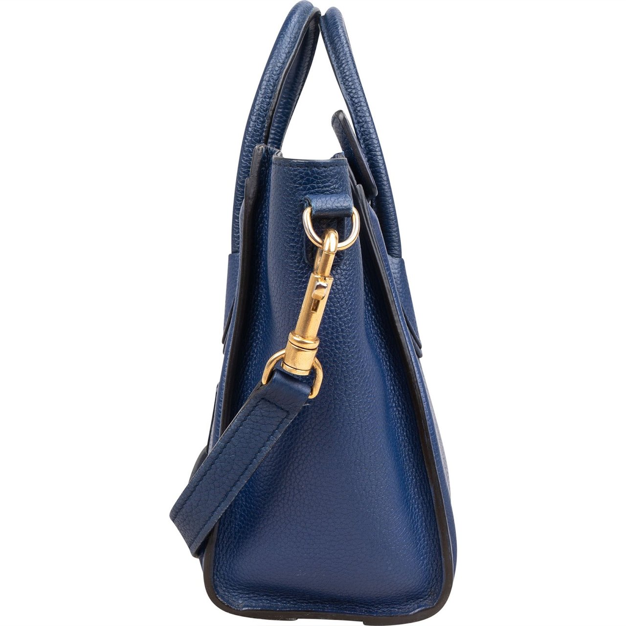 Celine Céline Blue Grained Leather Luggage Nano Crossbody Handbag Blauw