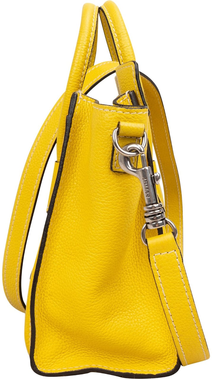 Celine Céline Yellow Grained Leather Luggage Nano Crossbody Handbag Geel