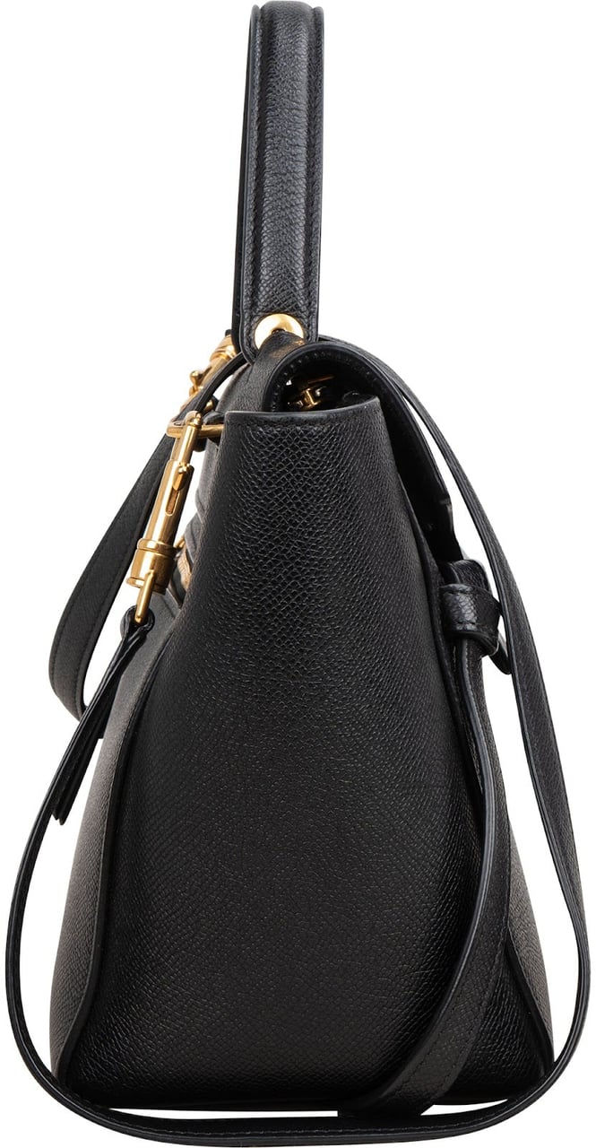 Celine Black Grained Calfskin Belt Handbag Zwart