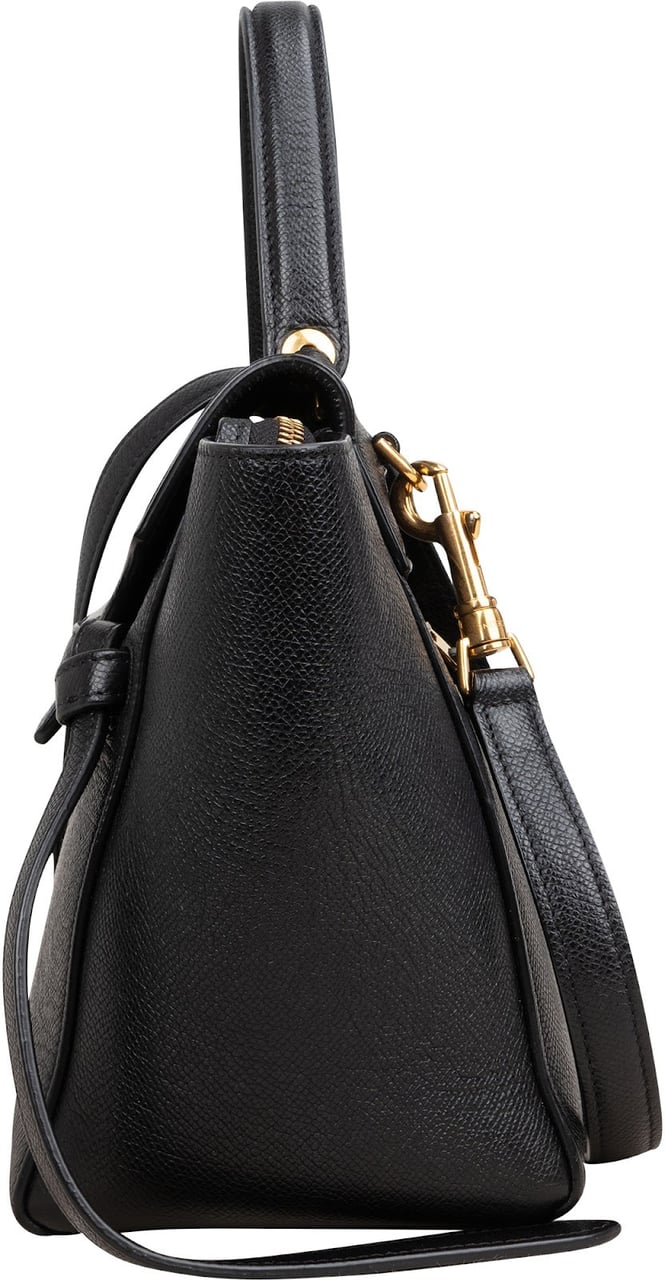Celine Black Grained Calfskin Belt Handbag Zwart