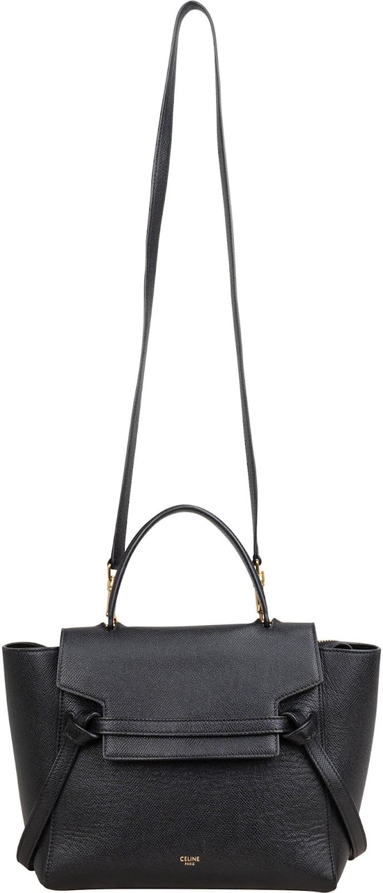 Celine Black Grained Calfskin Belt Handbag Zwart