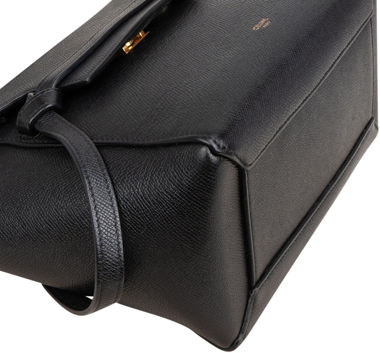 Celine Black Grained Calfskin Belt Handbag Zwart
