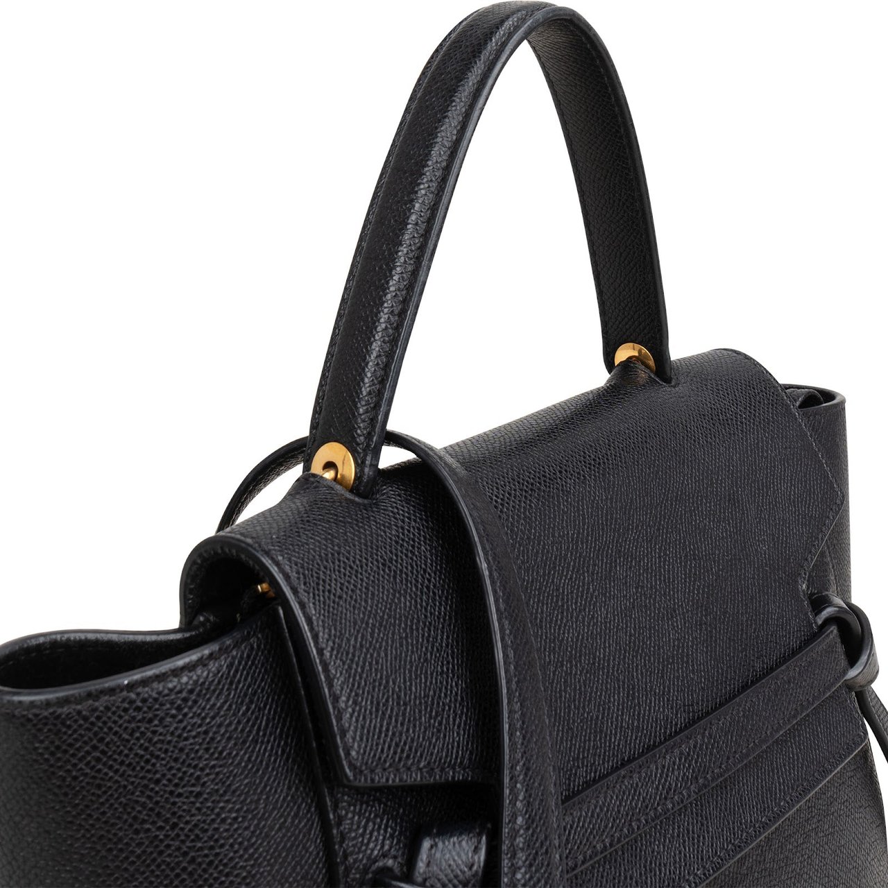 Celine Black Grained Calfskin Belt Handbag Zwart