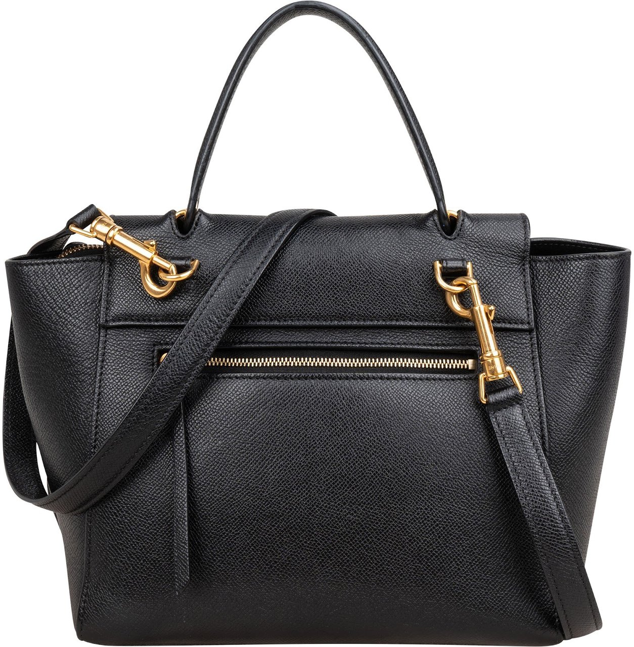 Celine Black Grained Calfskin Belt Handbag Zwart