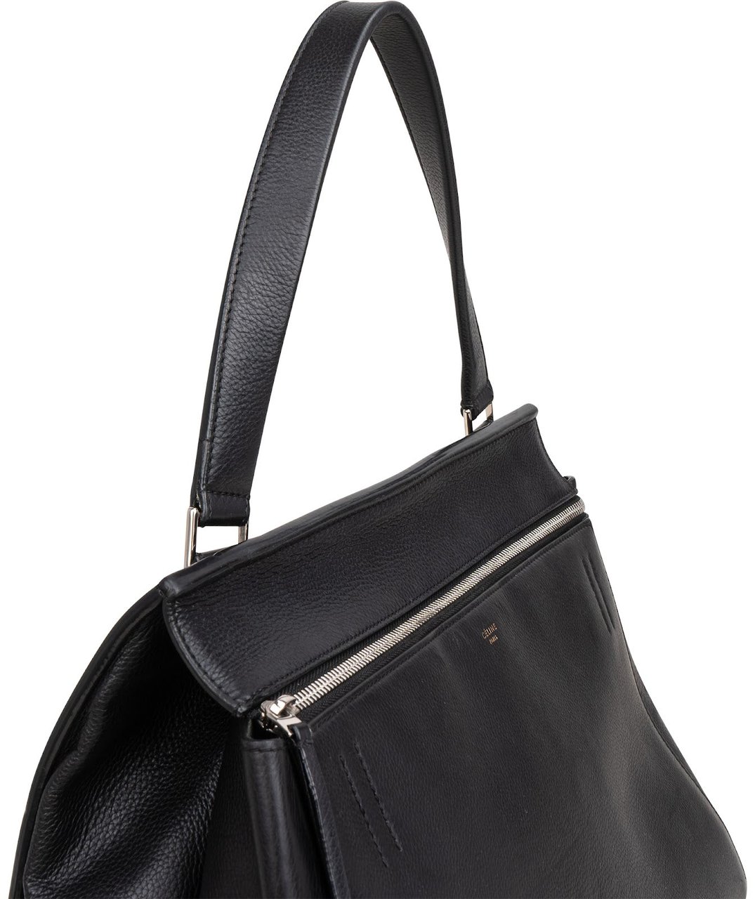 Celine Céline Black Grained Calfskin Edge Shoulder Bag Zwart
