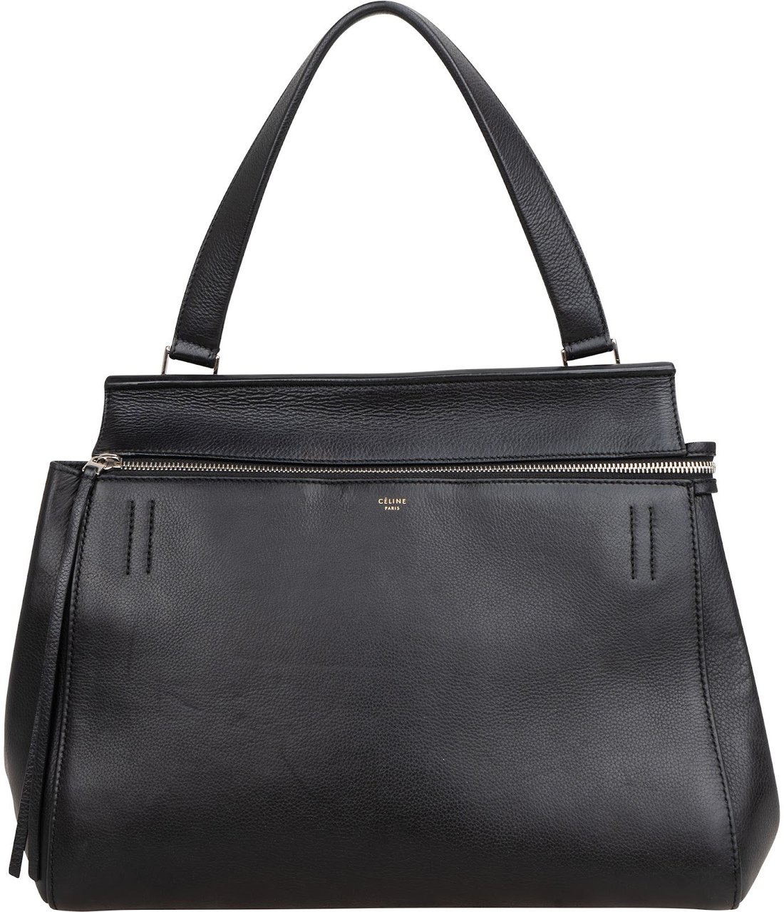 Celine Céline Black Grained Calfskin Edge Shoulder Bag Zwart