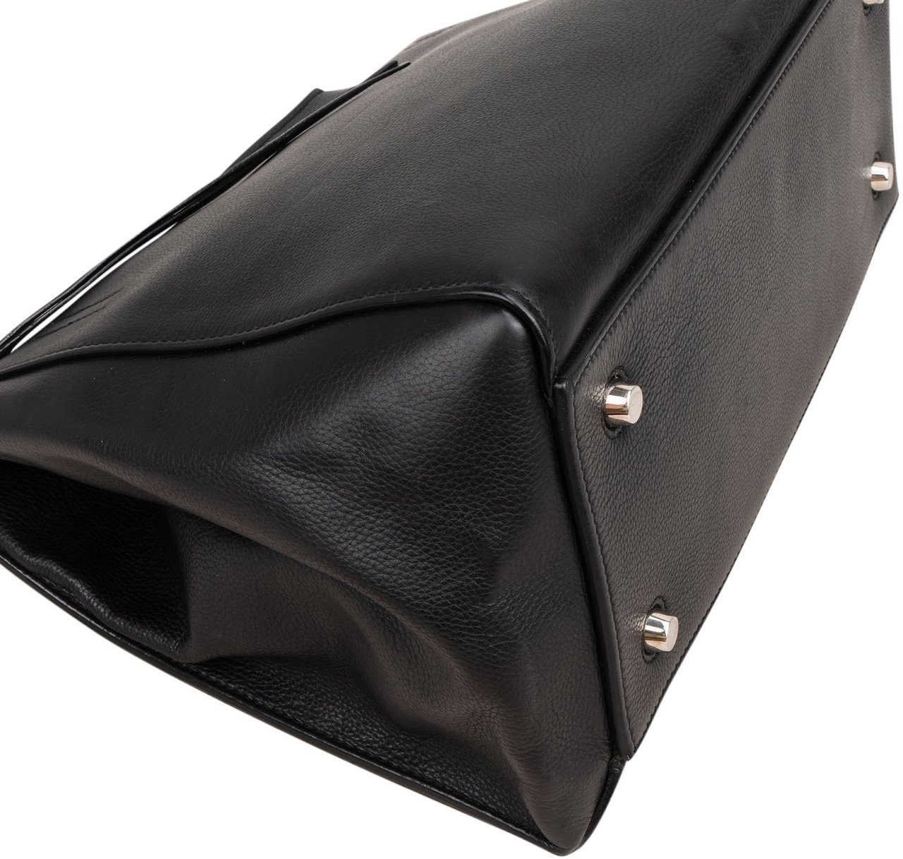 Celine Céline Black Grained Calfskin Edge Shoulder Bag Zwart