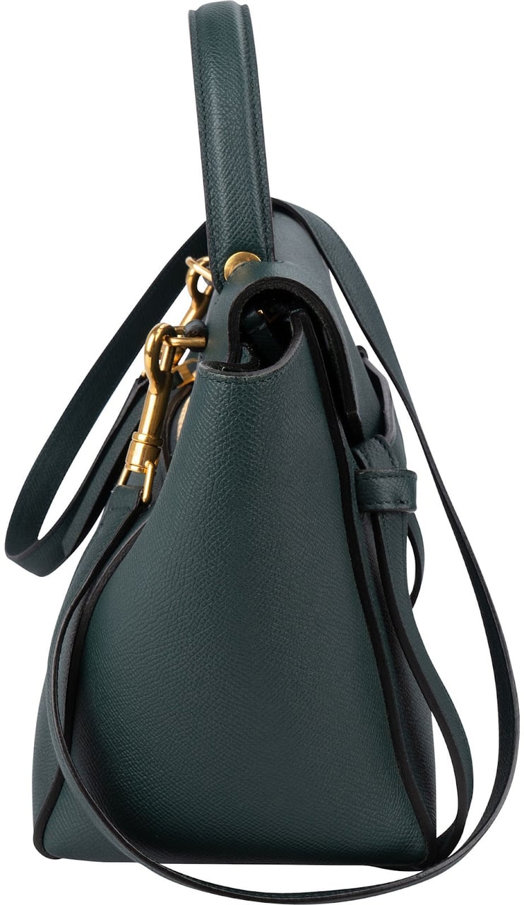 Celine Dark Green Grained Calfskin Belt Nano Handbag Donkergroen