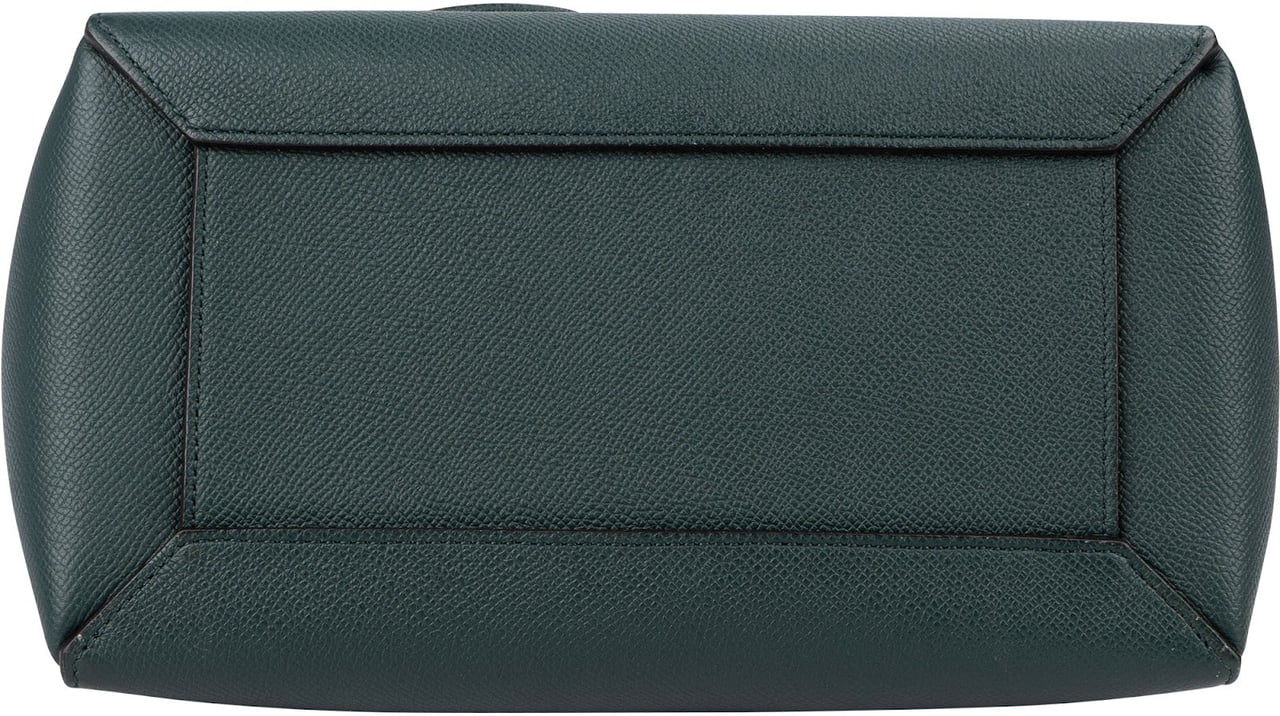 Celine Dark Green Grained Calfskin Belt Nano Handbag Donkergroen