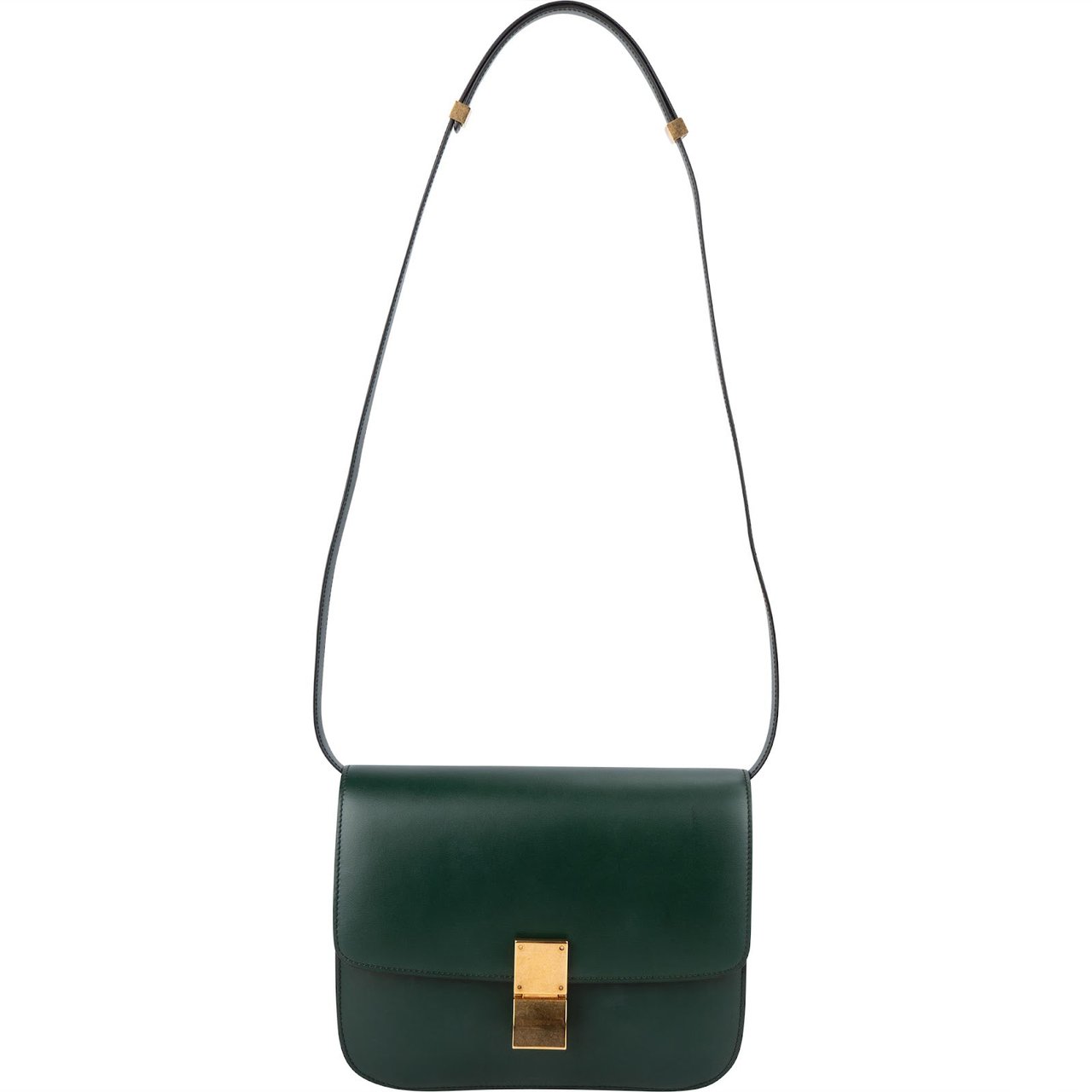 Celine Classic Dark Green Boxcalf Leather Medium Box Crossbody Bag Donkergroen
