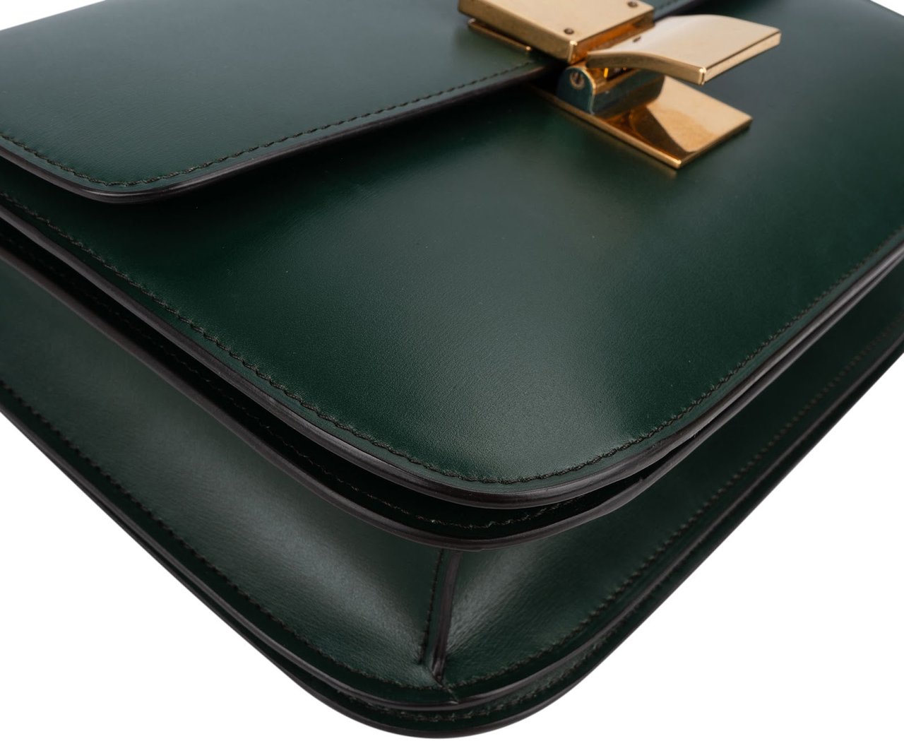Celine Classic Dark Green Boxcalf Leather Medium Box Crossbody Bag Donkergroen