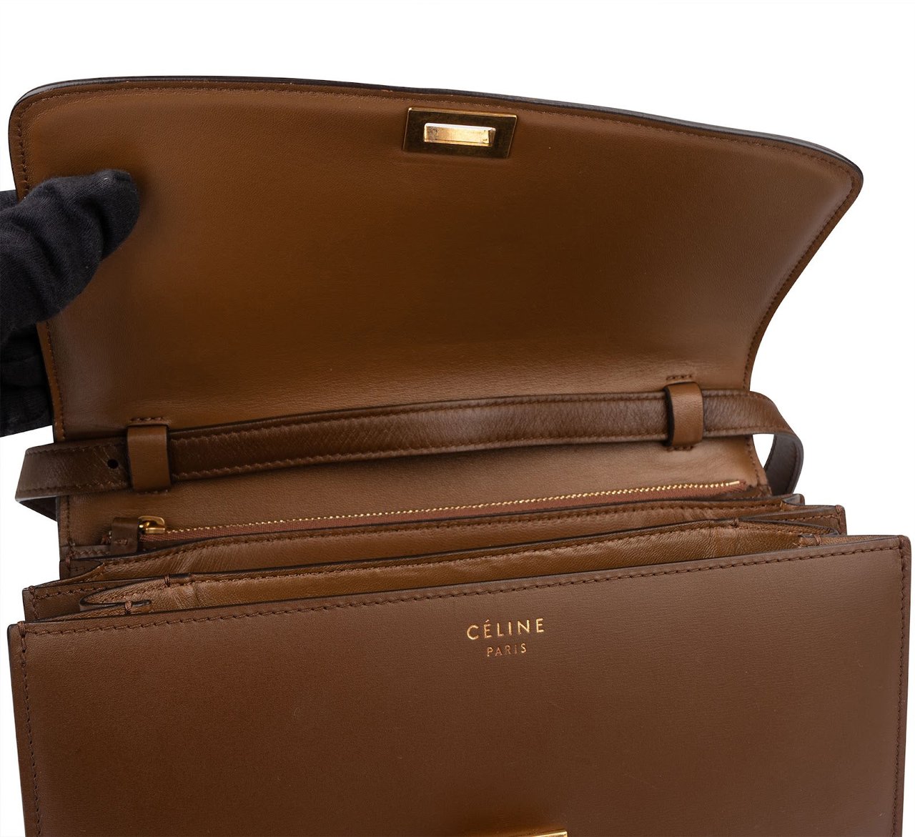 Celine Classic Brown Boxcalf Leather Medium Boc Crossbody Bag Bruin