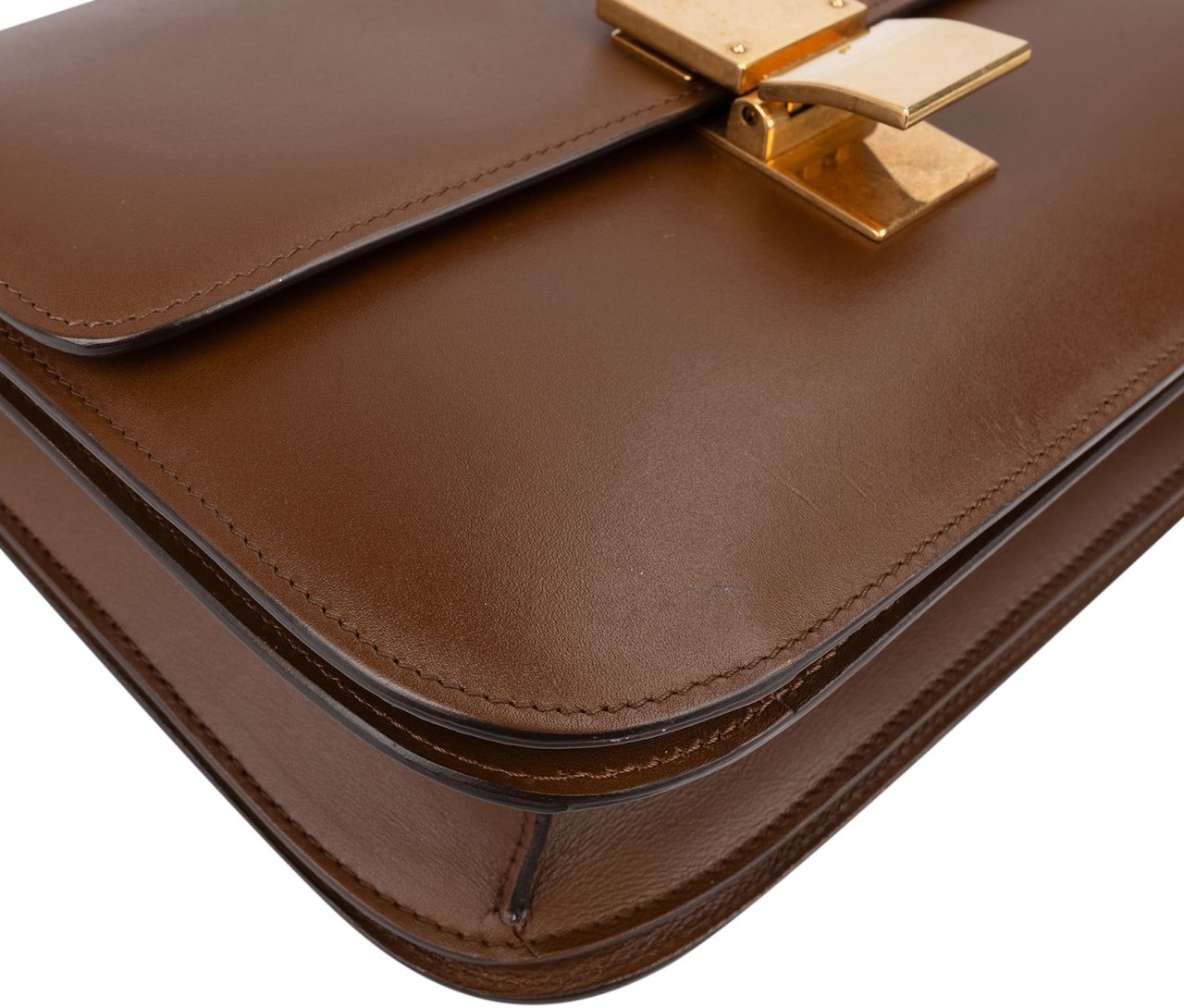 Celine Classic Brown Boxcalf Leather Medium Boc Crossbody Bag Bruin