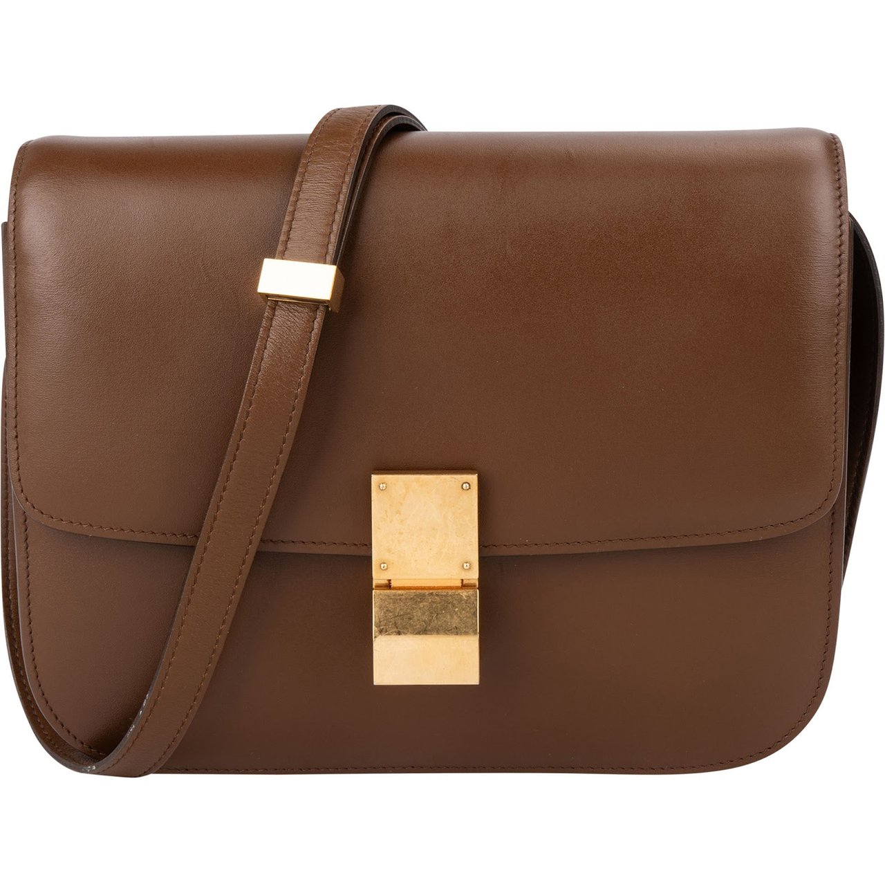 Celine Classic Brown Boxcalf Leather Medium Boc Crossbody Bag Bruin