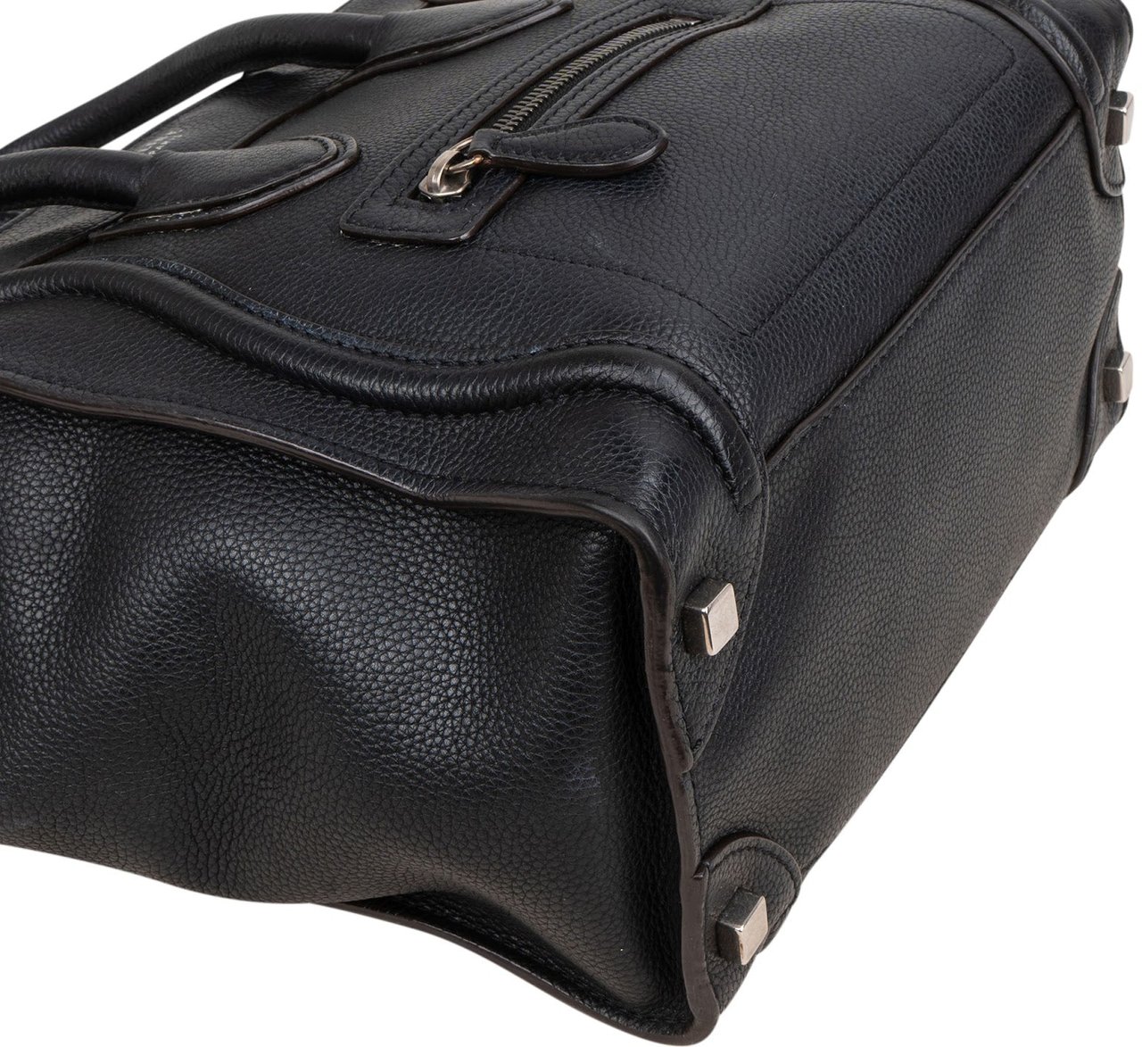Celine Céline Black Grained Leather Luggage Handbag Zwart