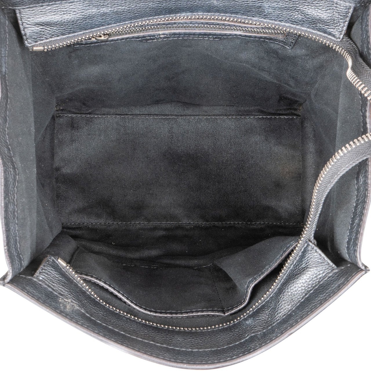 Celine Céline Black Grained Leather Luggage Handbag Zwart