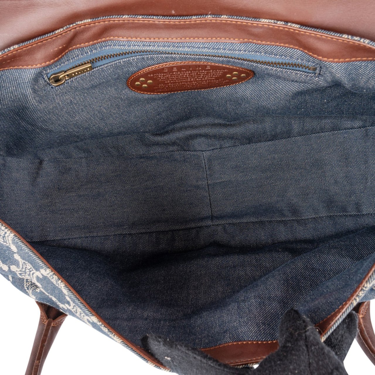 Celine Denim Macadam Monogram Buckle Handbag Blauw