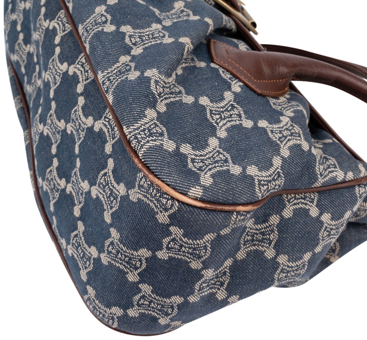 Celine Denim Macadam Monogram Buckle Handbag Blauw