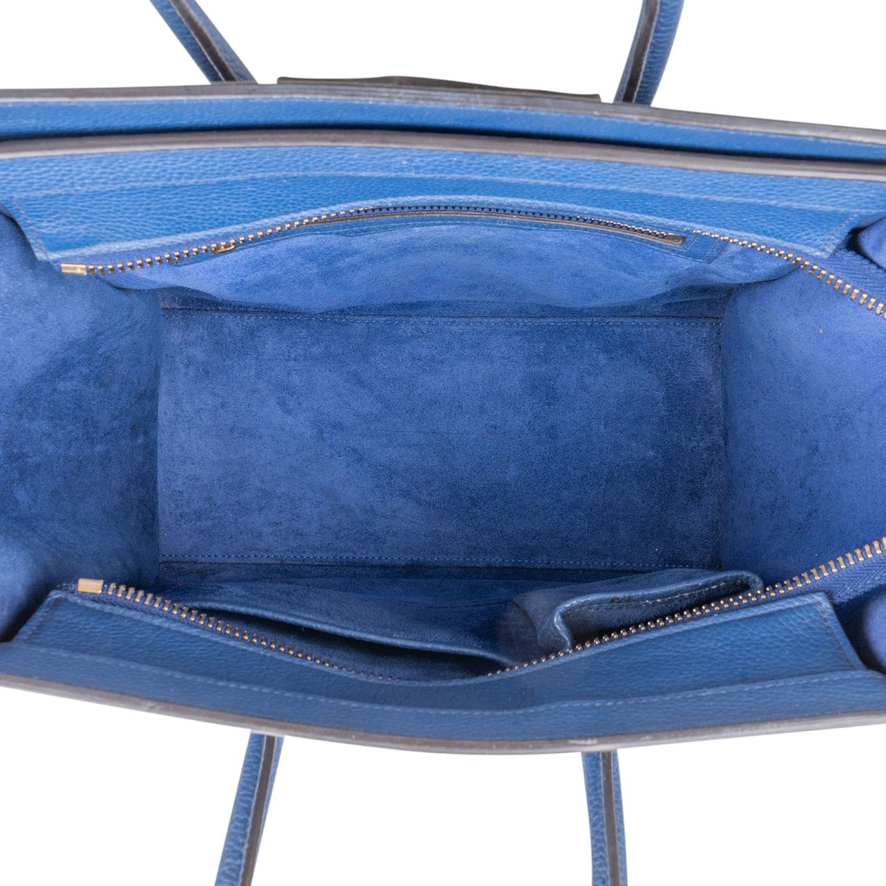 Celine Céline Blue Drummed Calfskin Micro Luggage Handbag Blauw