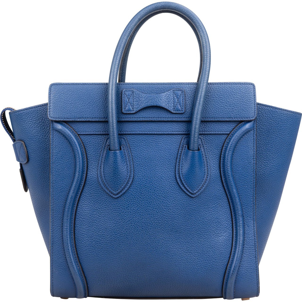Celine Céline Blue Drummed Calfskin Micro Luggage Handbag Blauw
