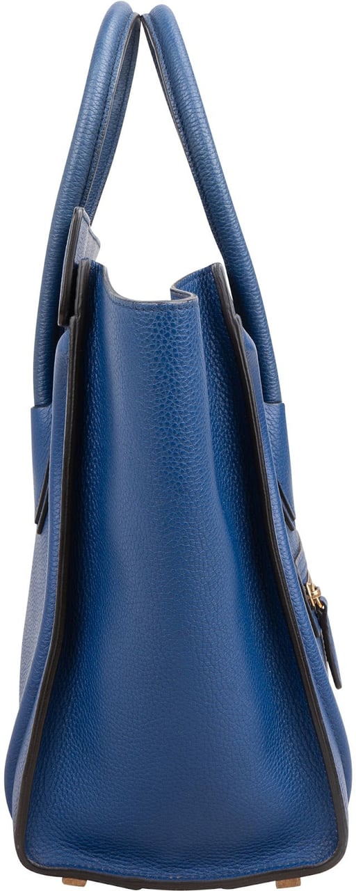 Celine Céline Blue Drummed Calfskin Micro Luggage Handbag Blauw