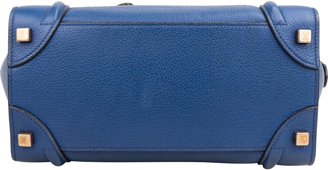 Celine Céline Blue Drummed Calfskin Micro Luggage Handbag Blauw