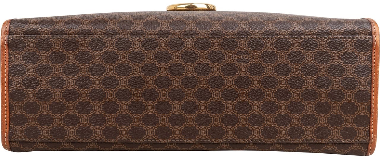Celine Macadam Monogram Canvas Top Handle Handbag Bruin