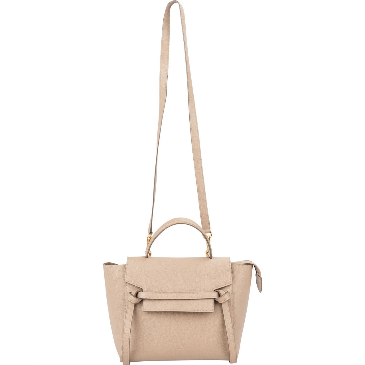 Celine Céline Beige Grained Calfskin Nano Belt Handbag Beige