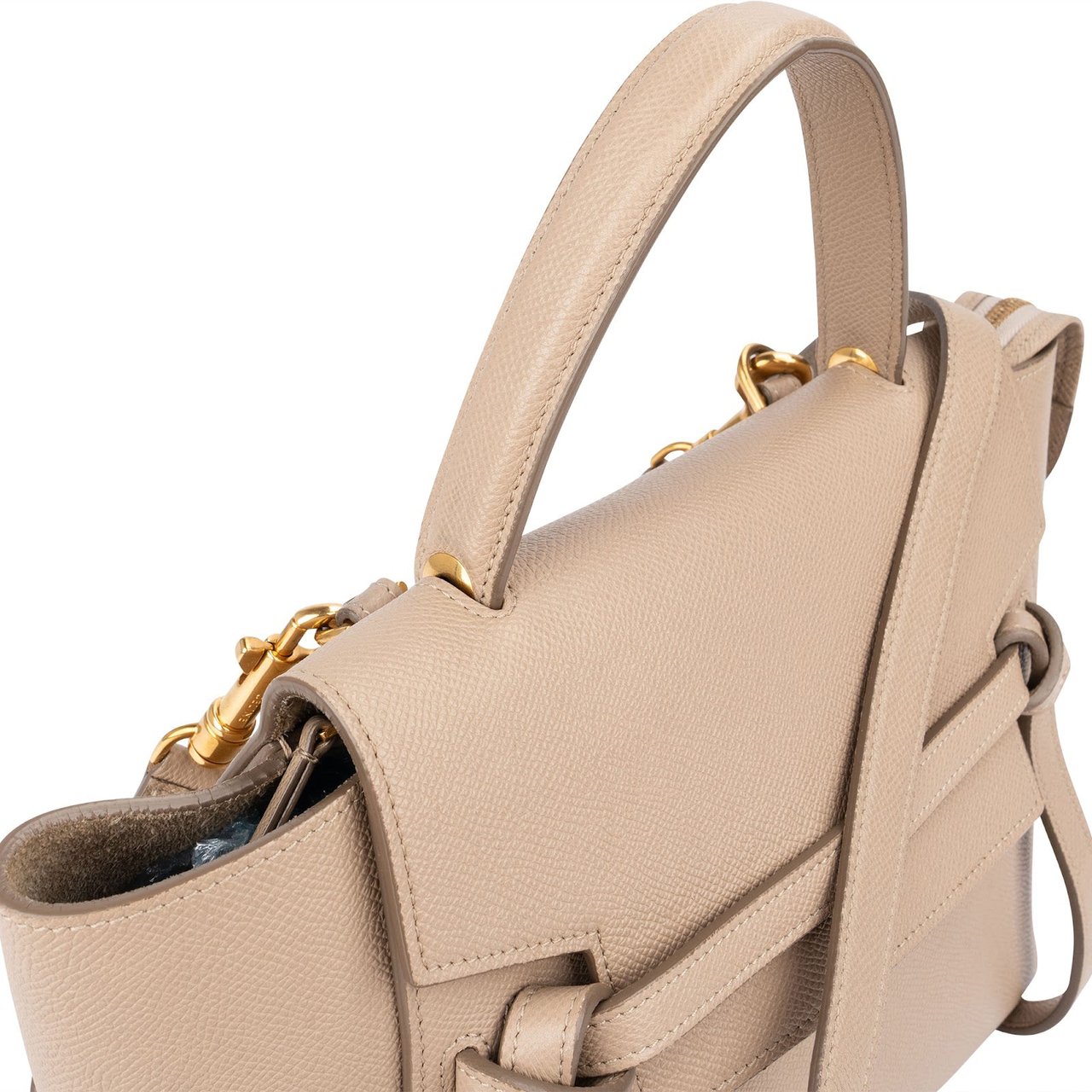 Celine Céline Beige Grained Calfskin Nano Belt Handbag Beige