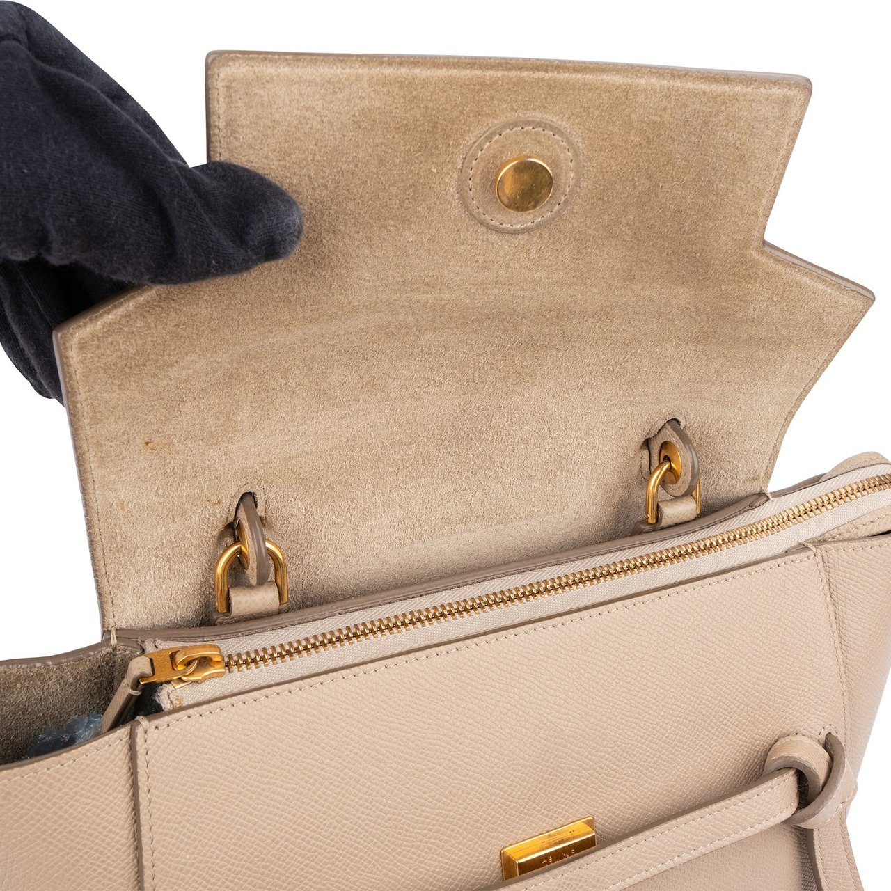 Celine Céline Beige Grained Calfskin Nano Belt Handbag Beige