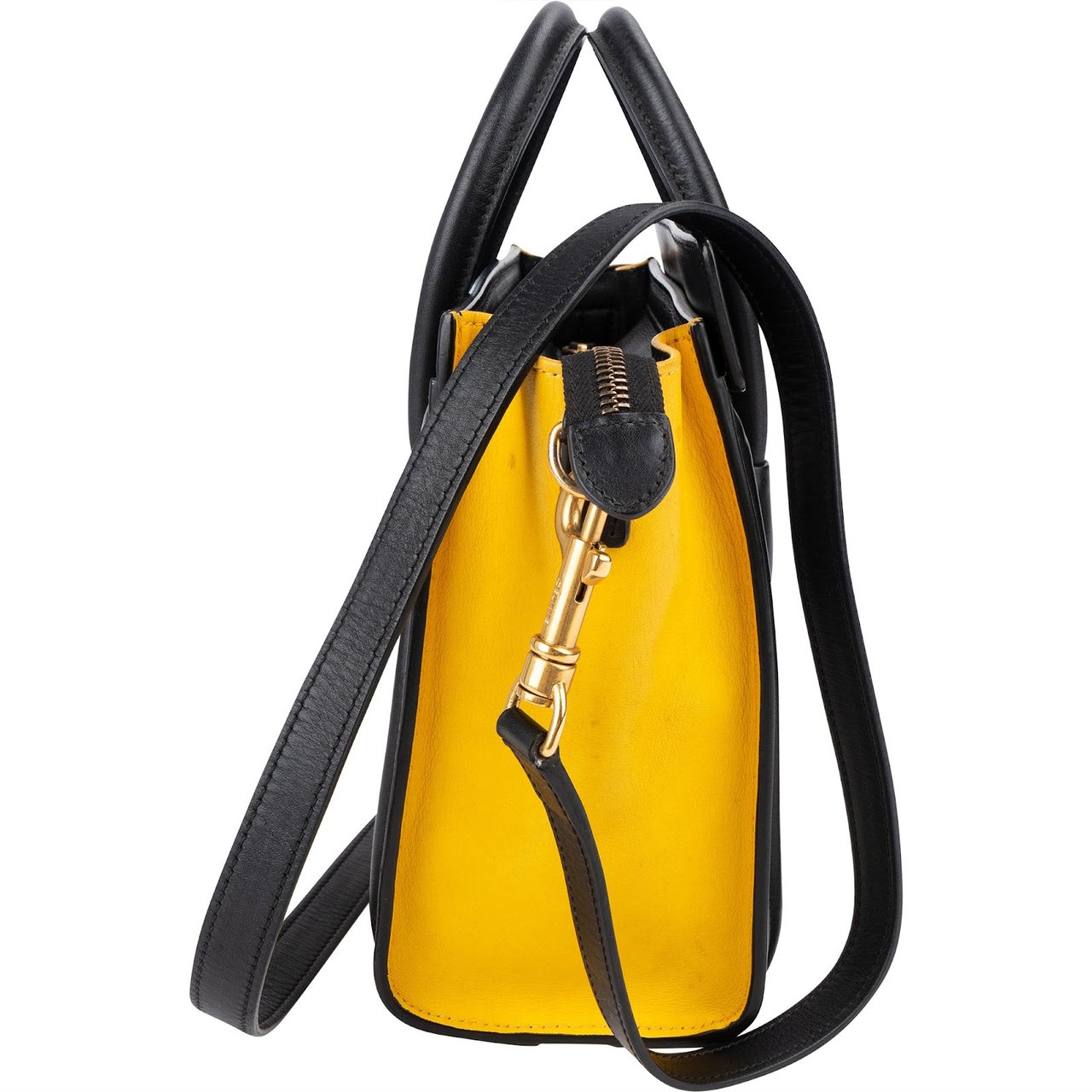 Celine Céline Tricolor Drummed Calfskin Luggage Crossbody Handbag Zwart