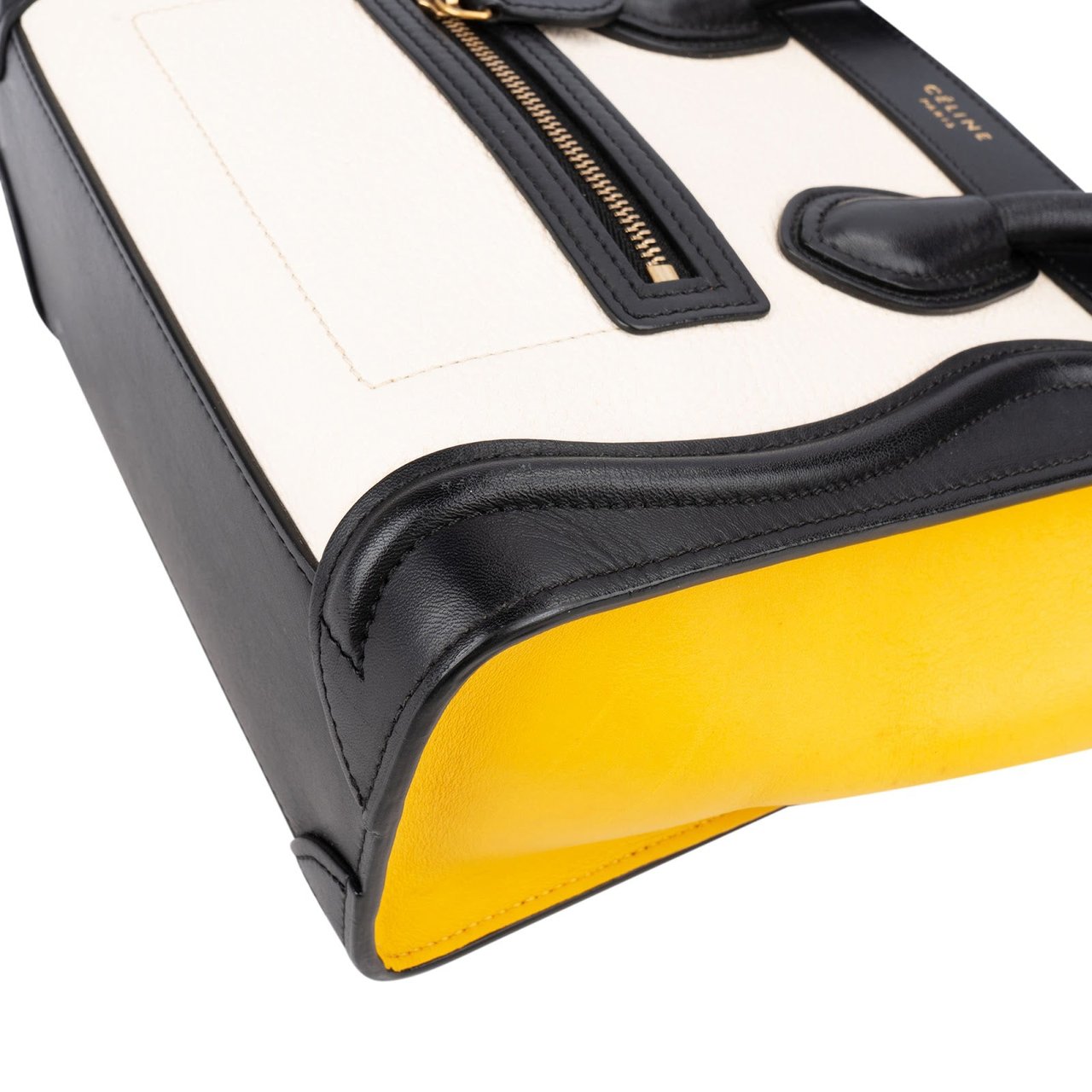 Celine Céline Tricolor Drummed Calfskin Luggage Crossbody Handbag Zwart