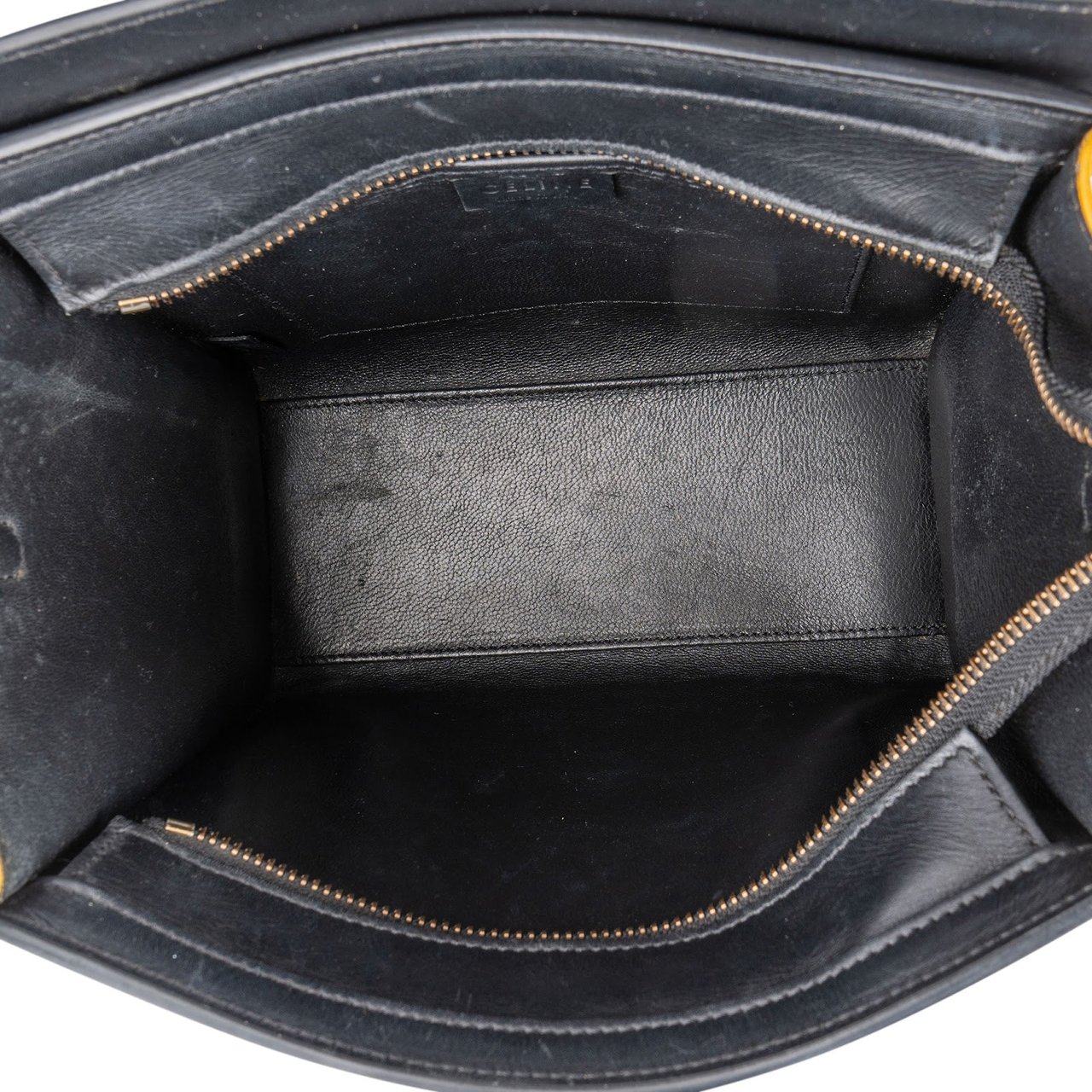 Celine Céline Tricolor Drummed Calfskin Luggage Crossbody Handbag Zwart
